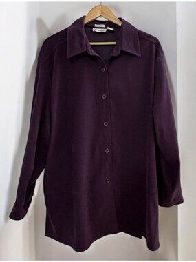 Joanna Plus Purple Button Up Shirt Size 22W Long Sleeve Stretch Layering